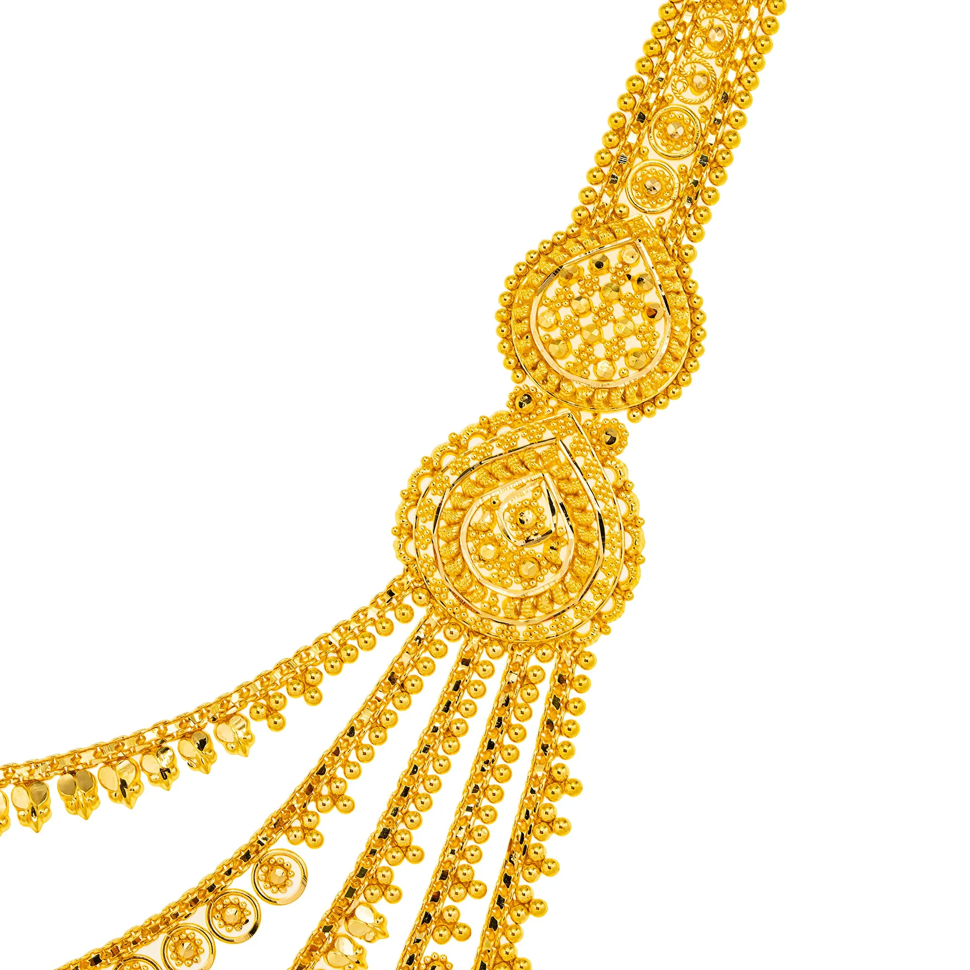 22K Yellow Gold Bridal Necklace & Earring Set (56.6 grams)