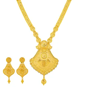 22K Yellow Gold Bridal Necklace & Earring Set (81.5 grams)