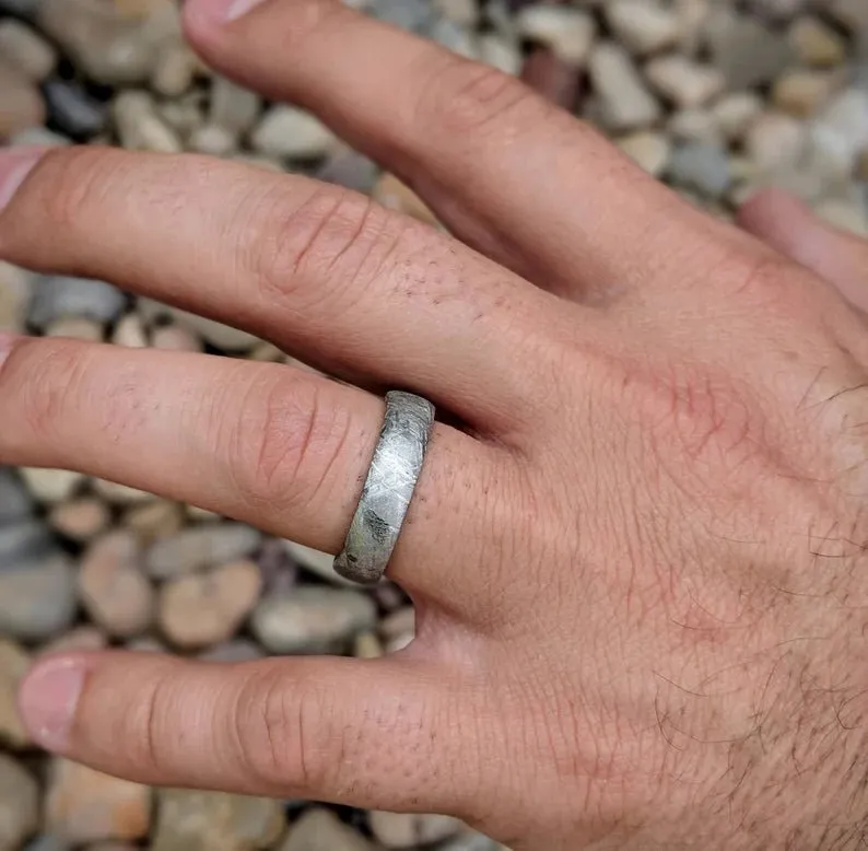 6mm Authentic Genuine Gibeon Meteorite Rings - Men's Wedding Bands