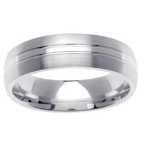 6mm Dual Finish Mens Wedding Ring