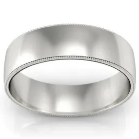 6mm Platinum Wedding Ring Milgrain