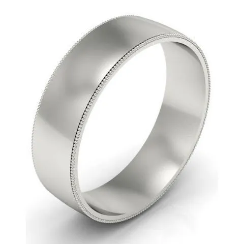 6mm Platinum Wedding Ring Milgrain