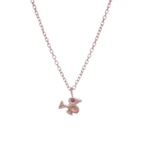 70%   DISCOUNT LAST ONE Girls'/  Womens 18ct Rose Gold Vermeil with Ruby Bird Charm Stacking Pendant Necklace