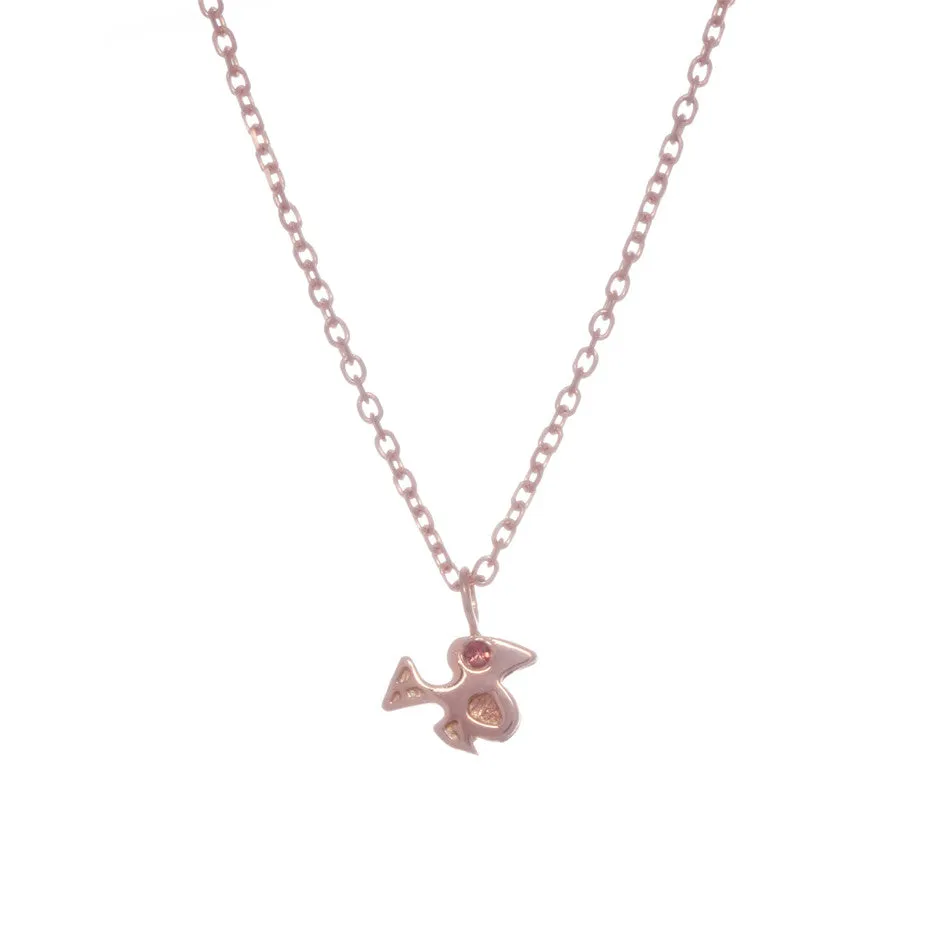 70%   DISCOUNT LAST ONE Girls'/  Womens 18ct Rose Gold Vermeil with Ruby Bird Charm Stacking Pendant Necklace