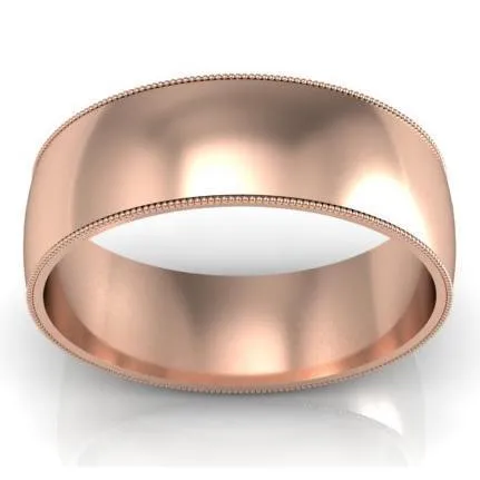 7mm Milgrain Wedding Band in 14k