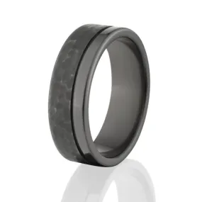 7mm Wide Wedding Ring, Black Zirconium Rings