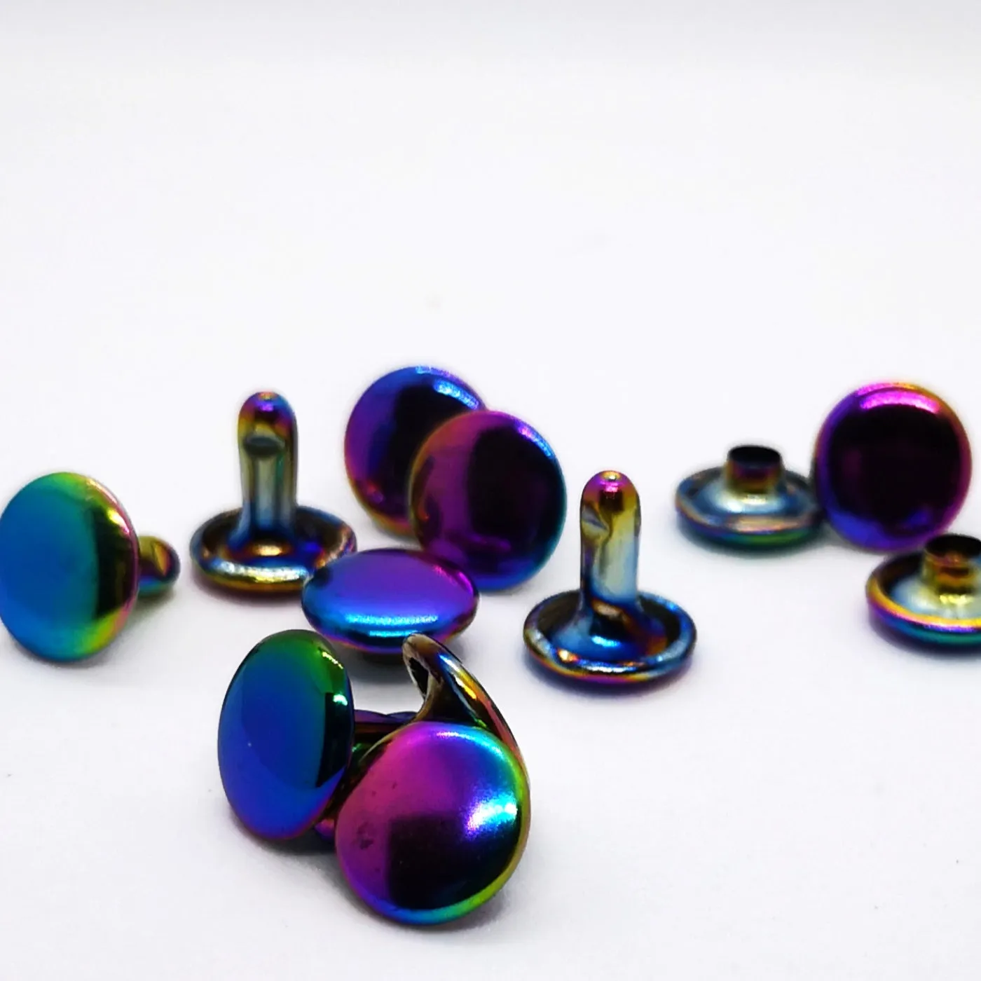 8 mm Double Capped Rivets Rainbow set of 10