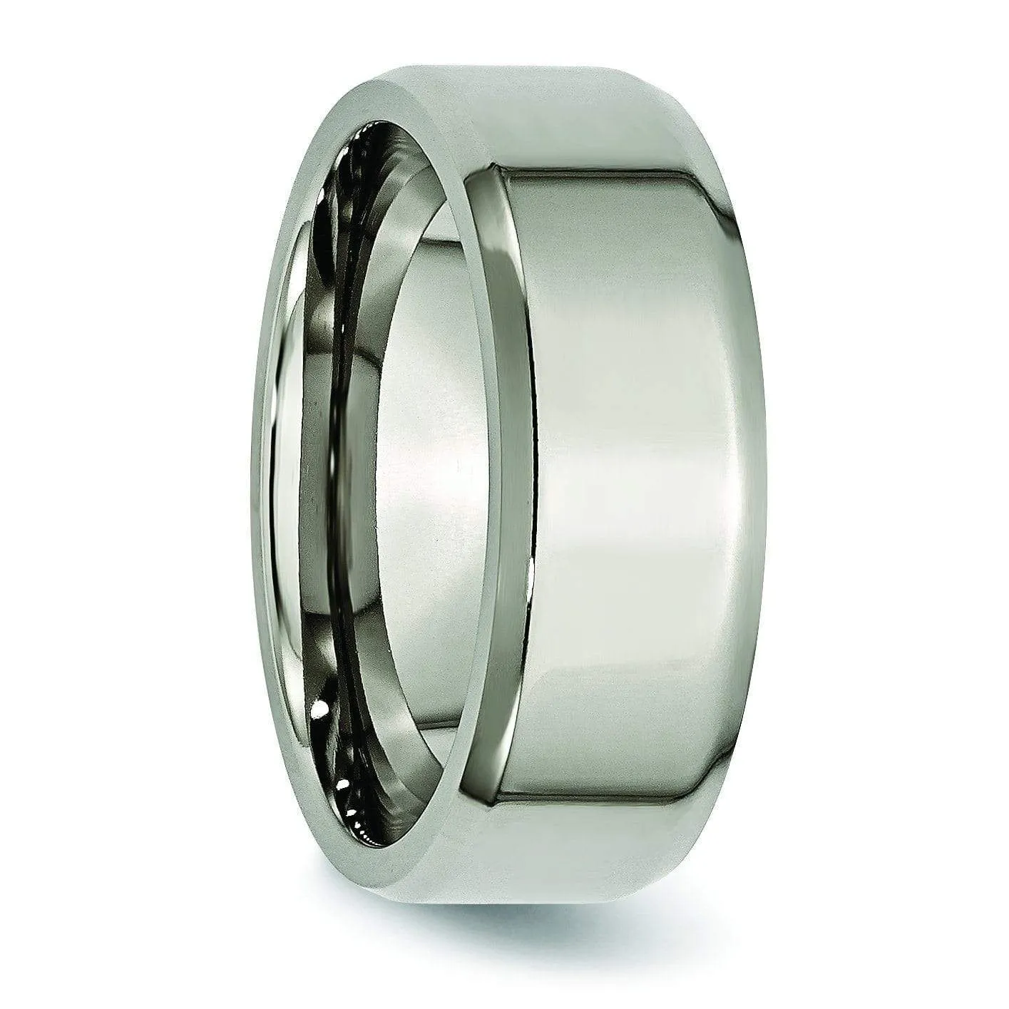 8mm Polished Titanium Wedding Ring with Beveled Edges