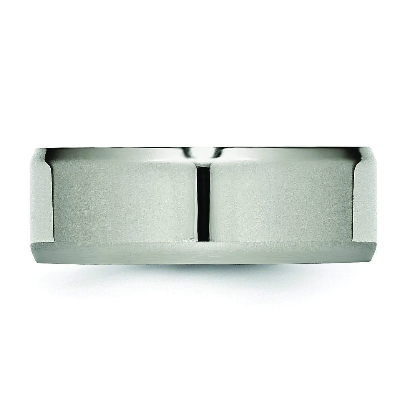 8mm Polished Titanium Wedding Ring with Beveled Edges