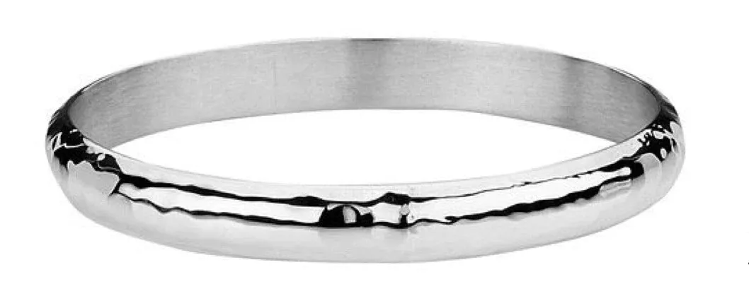 925 Silver Hammered Bangle - 7mm