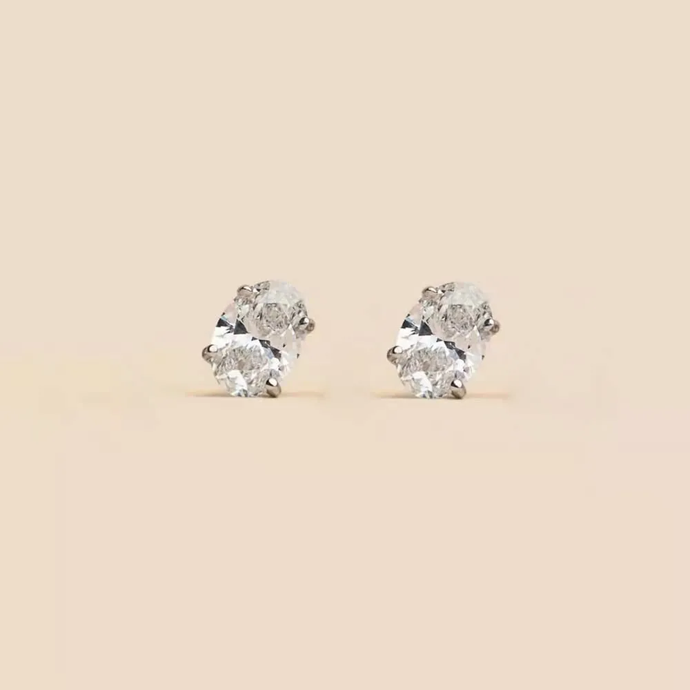 925 Sterling Silver Oval Stud Earrings