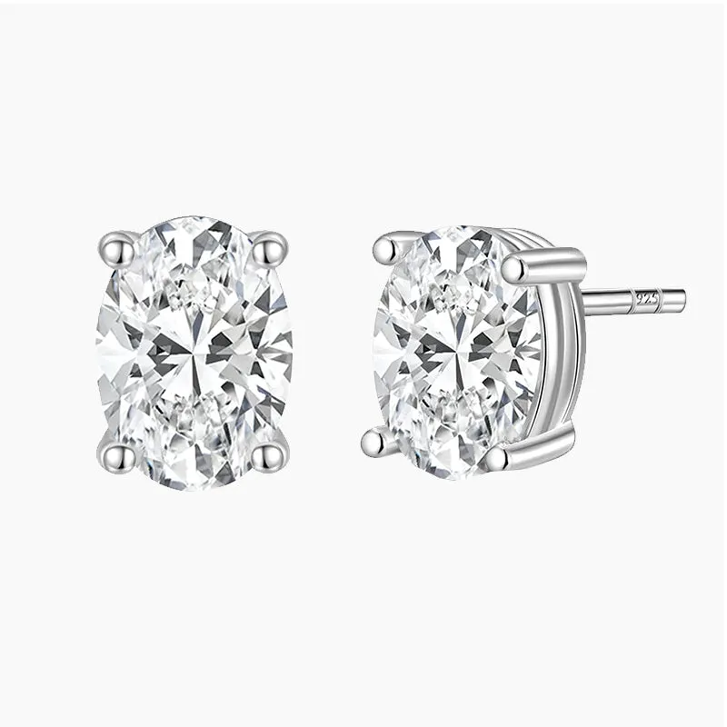 925 Sterling Silver Oval Stud Earrings