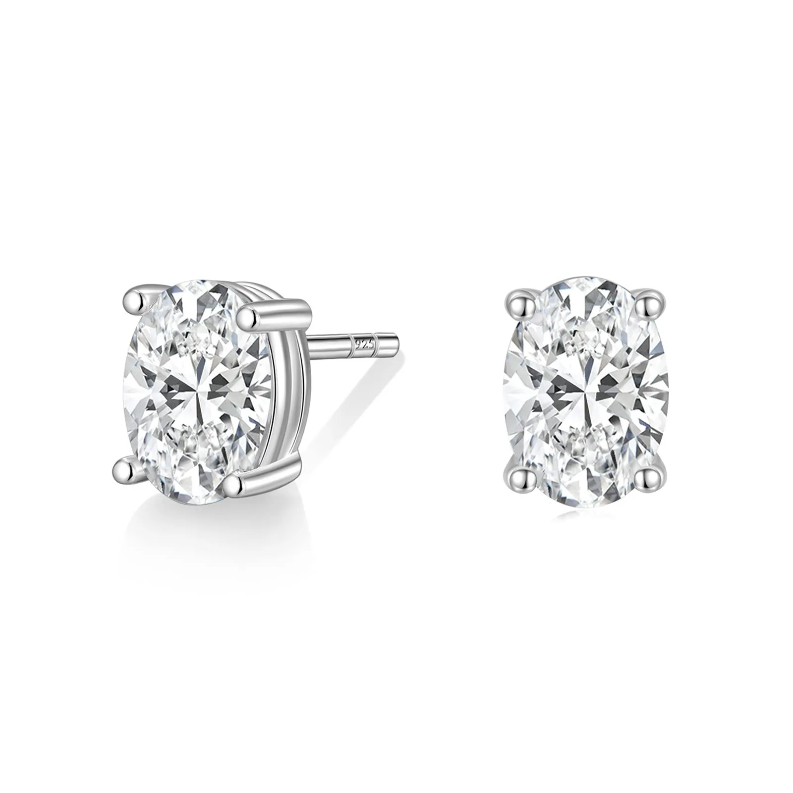 925 Sterling Silver Oval Stud Earrings