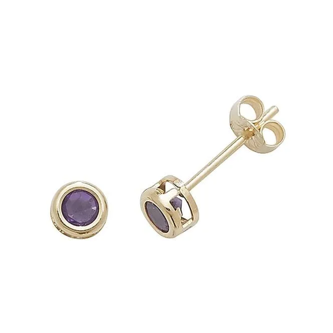 9ct  Yellow  Gold  Amethyst  Stud  Earrings  ES425AM