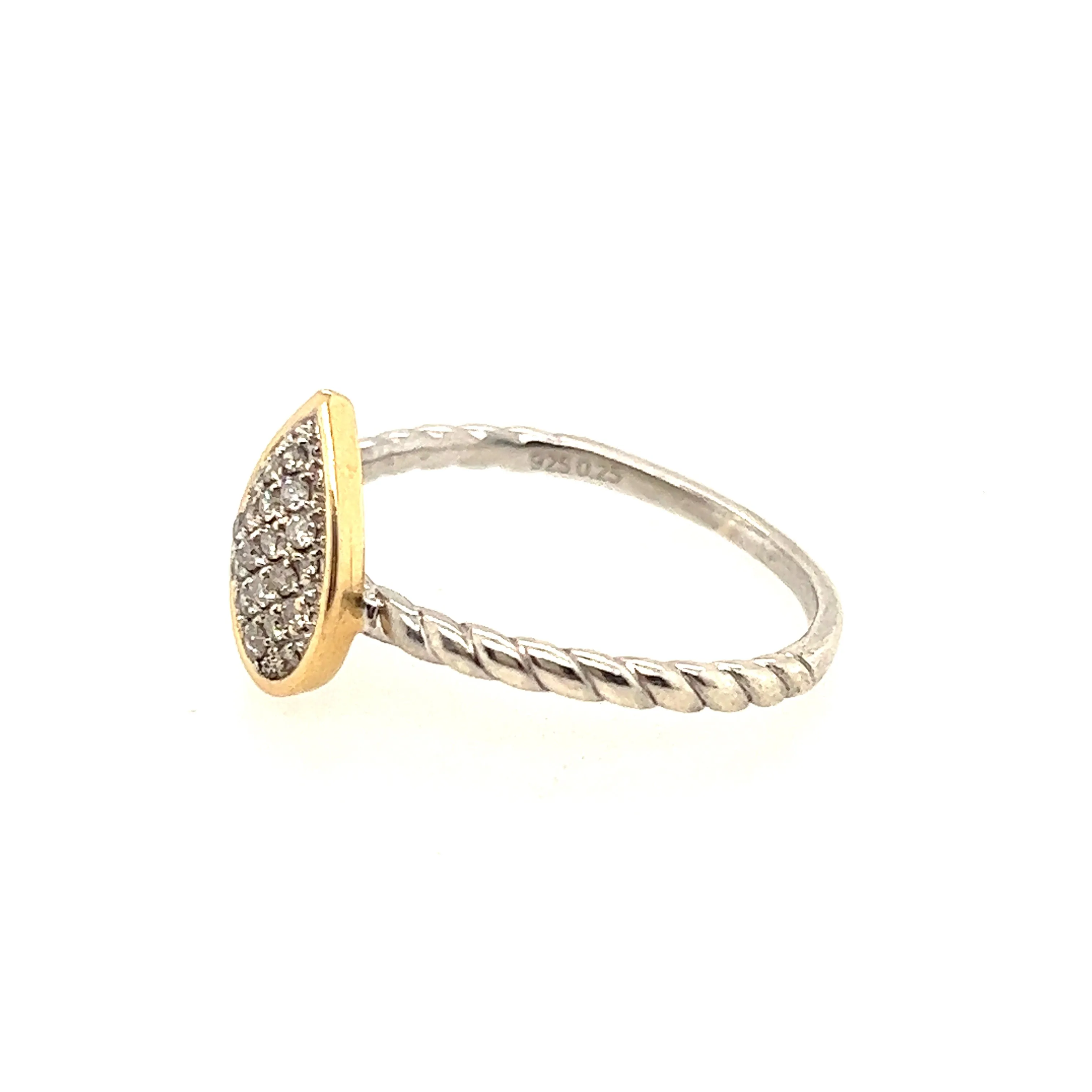 9ct Yellow Gold & 925 Sterling Silver Diamond Ring