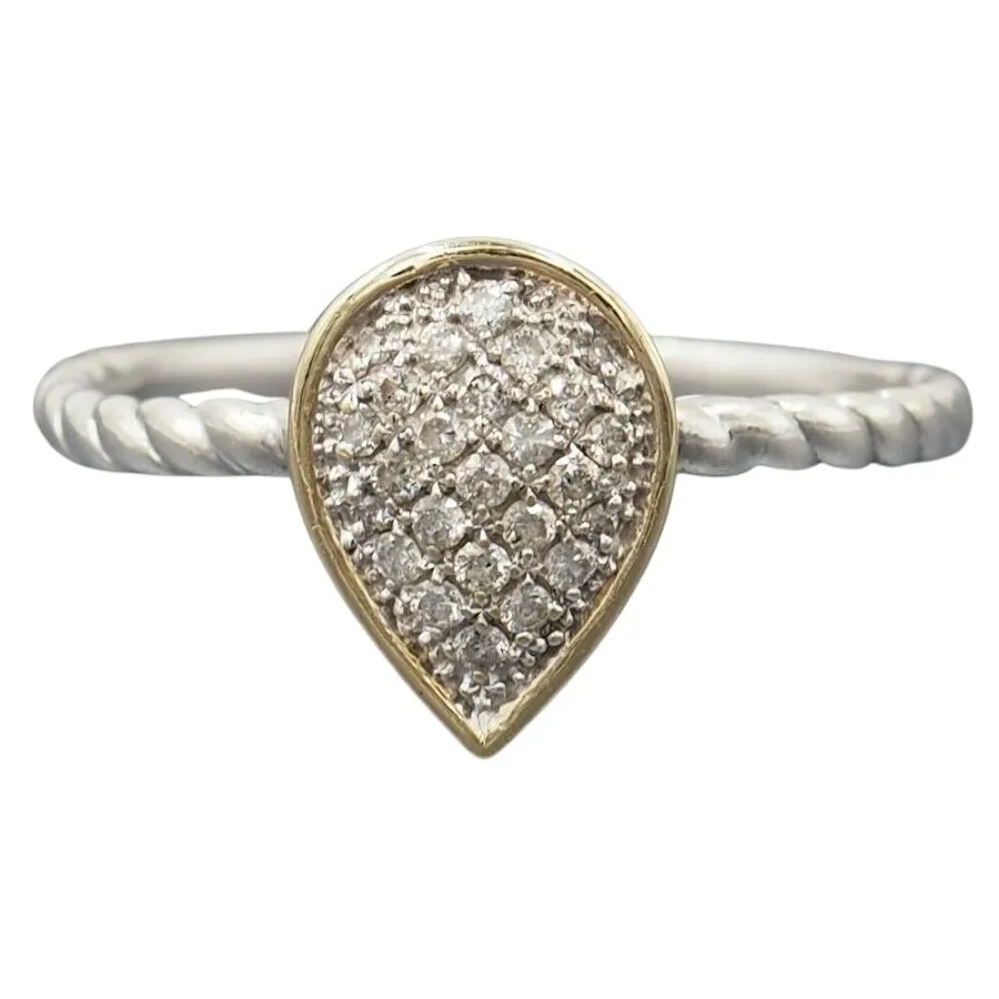 9ct Yellow Gold & 925 Sterling Silver Diamond Ring