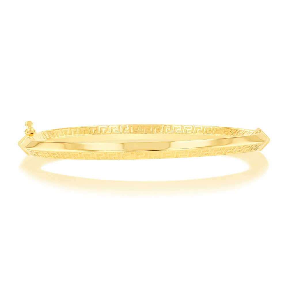 9ct Yellow Gold Greek Key Hinged Bangle