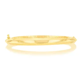 9ct Yellow Gold Greek Key Hinged Bangle