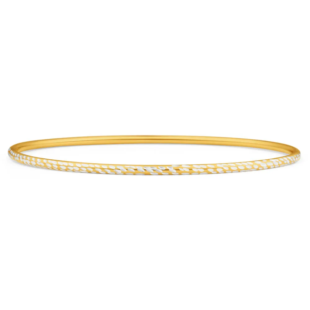 9ct Yellow Gold Silver Filled 2mm By 65mm Bangle