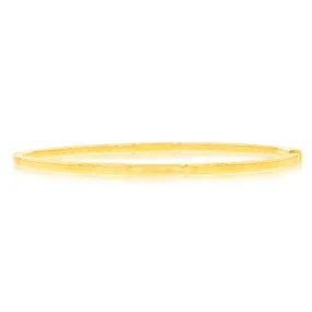 9ct Yellow Gold Silverfilled Fancy Straight Edge Textured Bangle