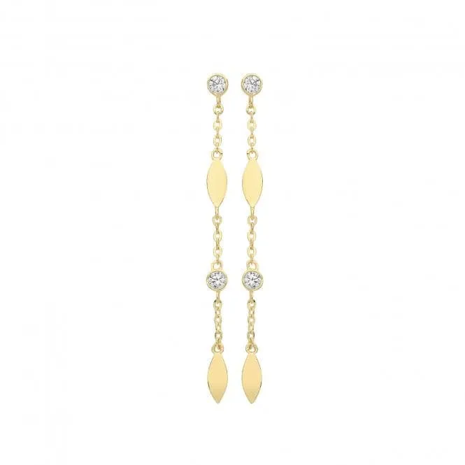 9ct Yellow Gold Zirconia Drop Earrings ER1166