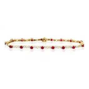 Acotis Diamonds 9K Gold 0.17ct Diamond Ruby Bracelet G1375