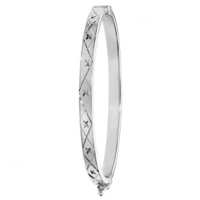 Acotis Silver Bangle Maidens Oval Dia Cut Hinged G4283