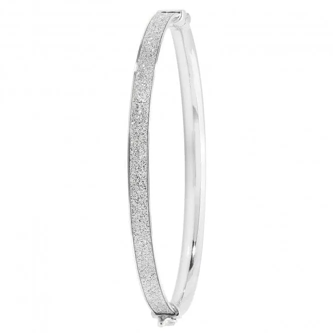 Acotis Silver Bangle Oval Moondust Hinged G4339