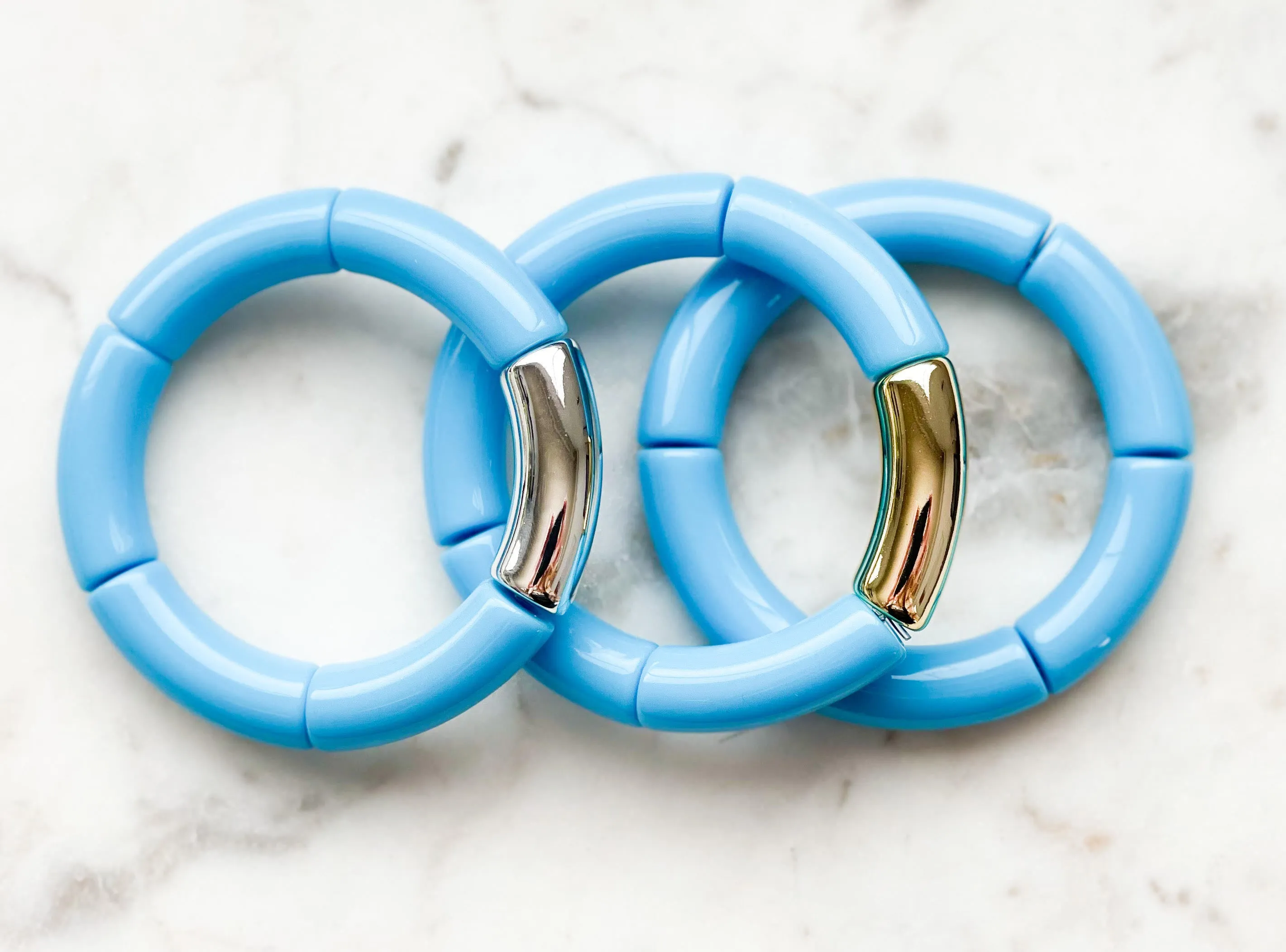 Acrylic Bamboo Bangle Bracelet "Sky Blue"