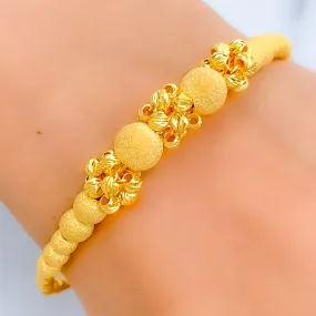 Alternating Popcorn Orb 21K Gold Bangle Bracelet