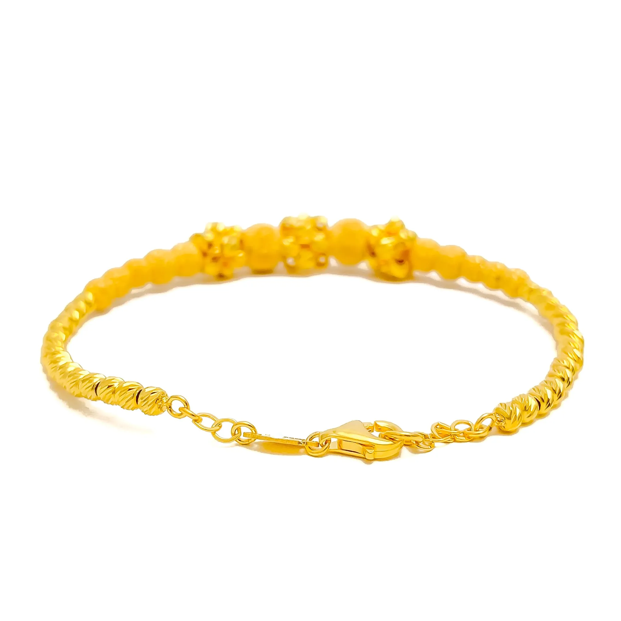 Alternating Popcorn Orb 21K Gold Bangle Bracelet