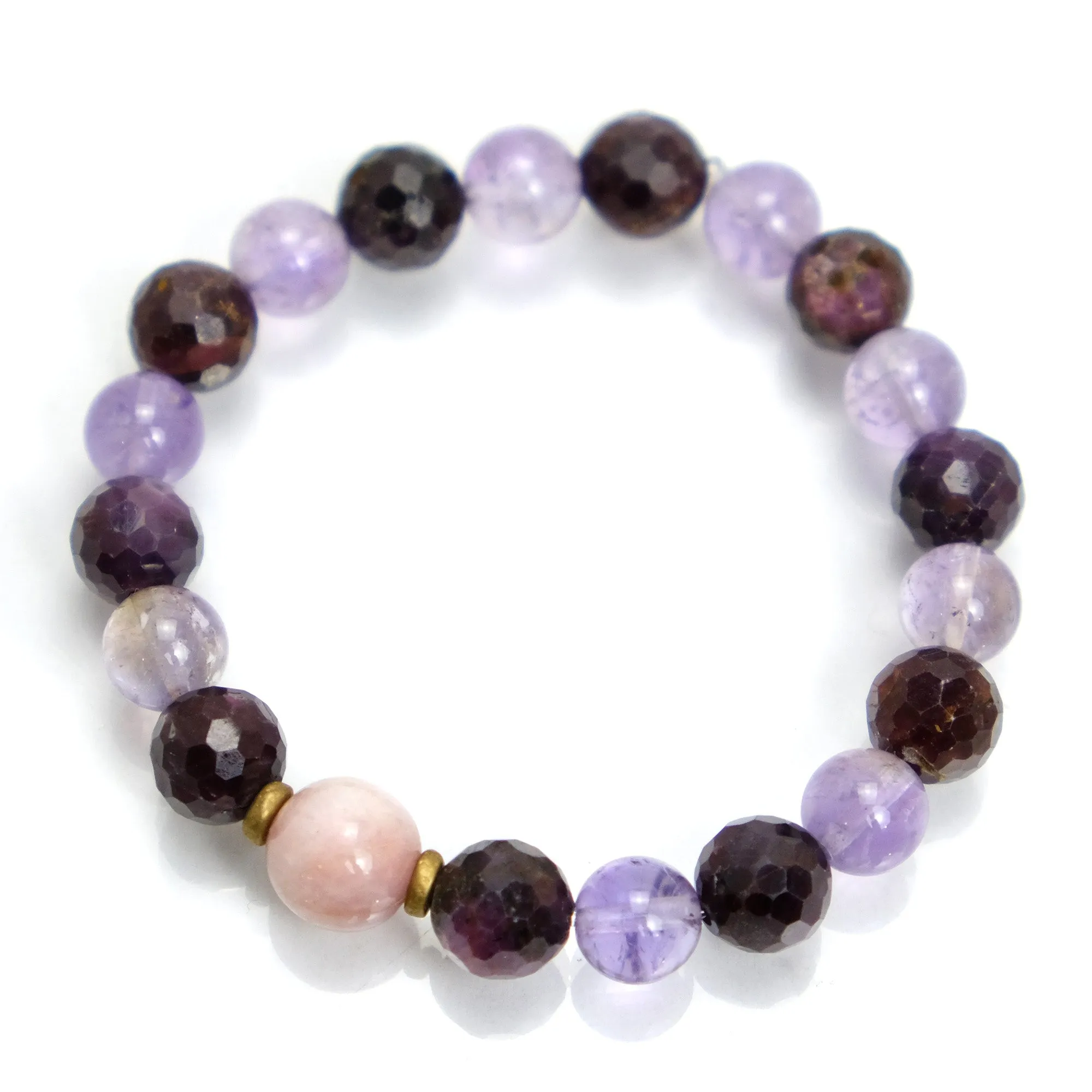 Amethyst   Kunzite   Ruby Stretch Bracelet on Elastic Cord