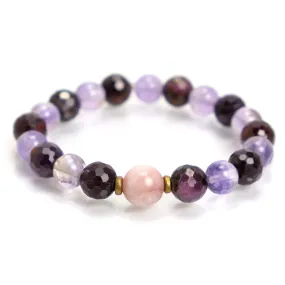 Amethyst   Kunzite   Ruby Stretch Bracelet on Elastic Cord