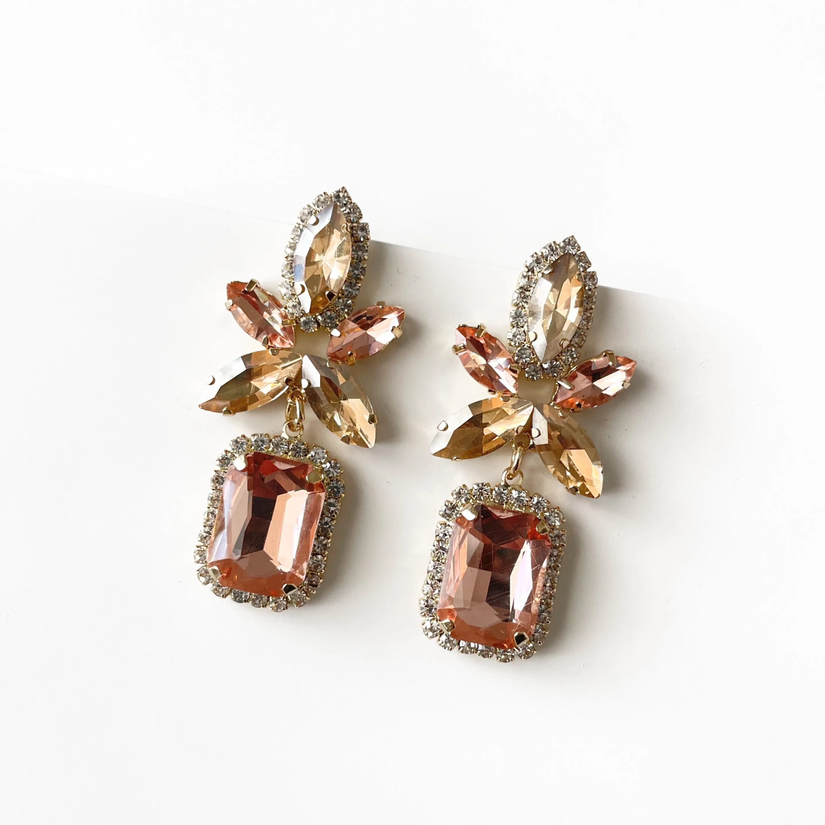 Analucia Peach Statment Jewel Earrings