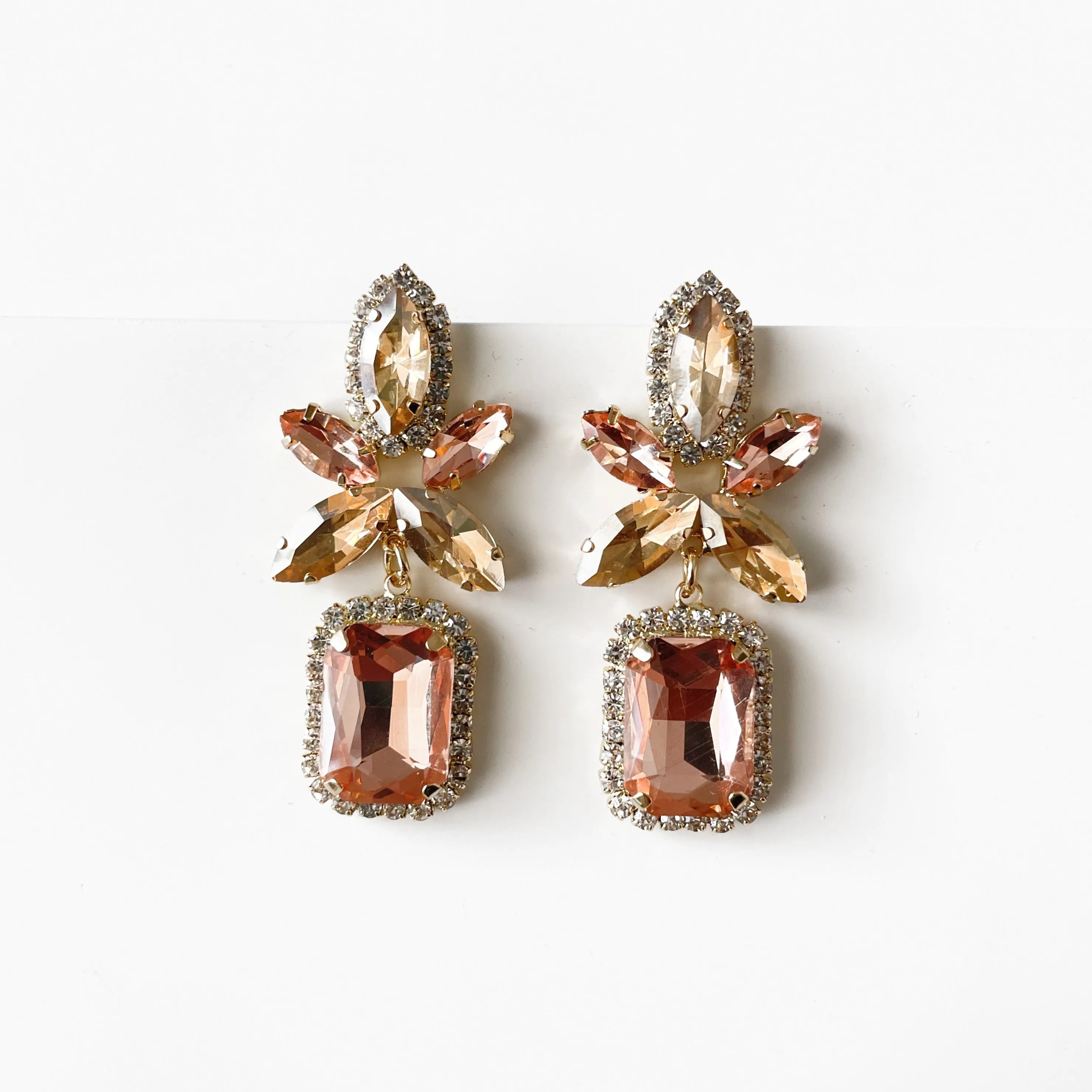 Analucia Peach Statment Jewel Earrings