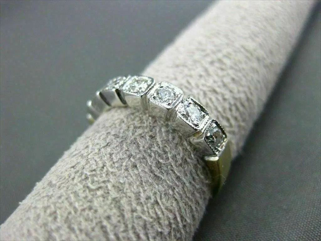 ANTIQUE OLD MINE DIAMOND 14K YELLOW & WHITE GOLD MILGRAIN ANNIVERSARY RING 11473