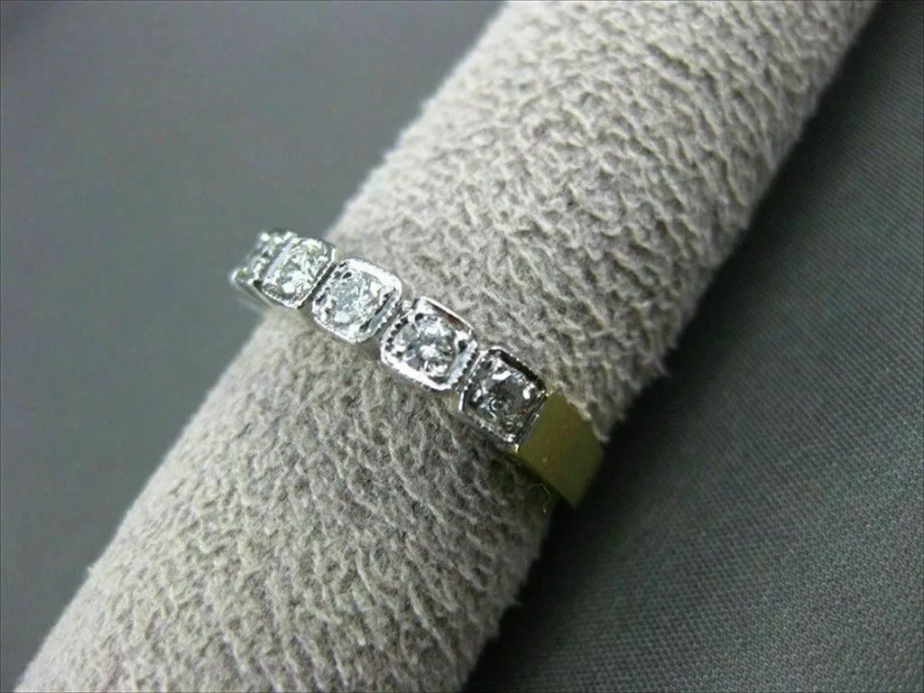 ANTIQUE OLD MINE DIAMOND 14K YELLOW & WHITE GOLD MILGRAIN ANNIVERSARY RING 11473