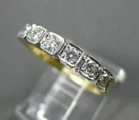 ANTIQUE OLD MINE DIAMOND 14K YELLOW & WHITE GOLD MILGRAIN ANNIVERSARY RING 11473