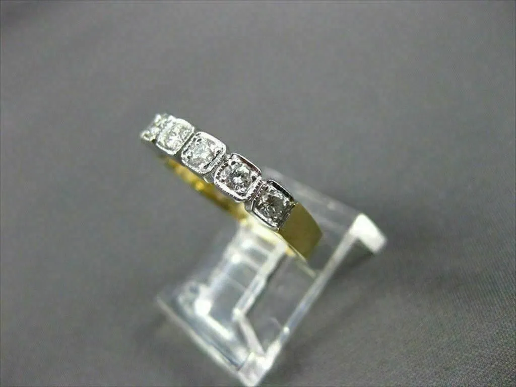 ANTIQUE OLD MINE DIAMOND 14K YELLOW & WHITE GOLD MILGRAIN ANNIVERSARY RING 11473