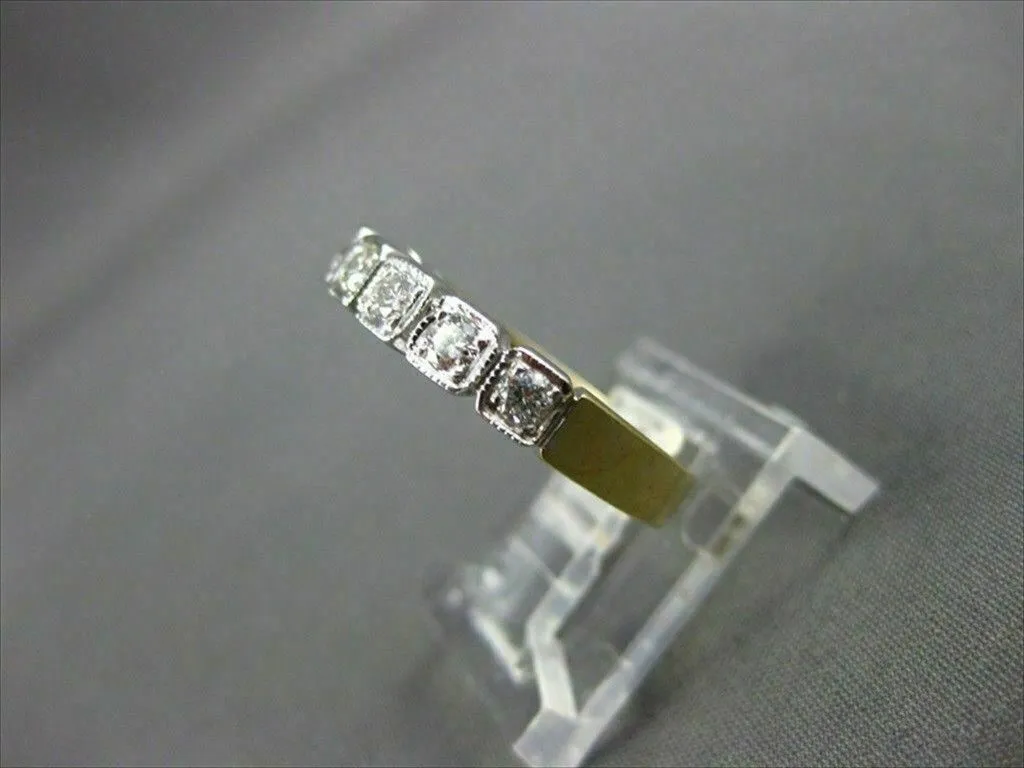 ANTIQUE OLD MINE DIAMOND 14K YELLOW & WHITE GOLD MILGRAIN ANNIVERSARY RING 11473