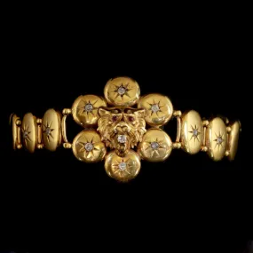 Antique Victorian Gold Diamond Lion Bracelet Circa 1860