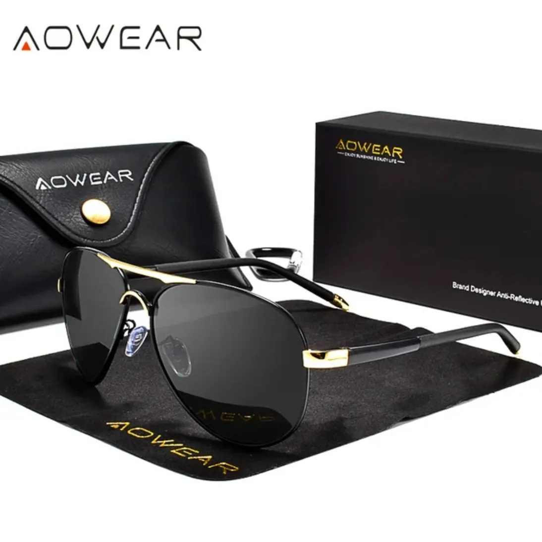 AOWEAR Polarised Mirrored Pilot Aviator UV400 Sunglasses 5 Colours