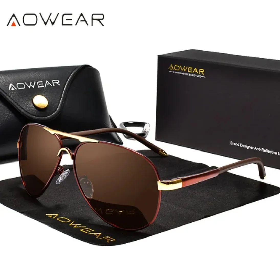 AOWEAR Polarised Mirrored Pilot Aviator UV400 Sunglasses 5 Colours