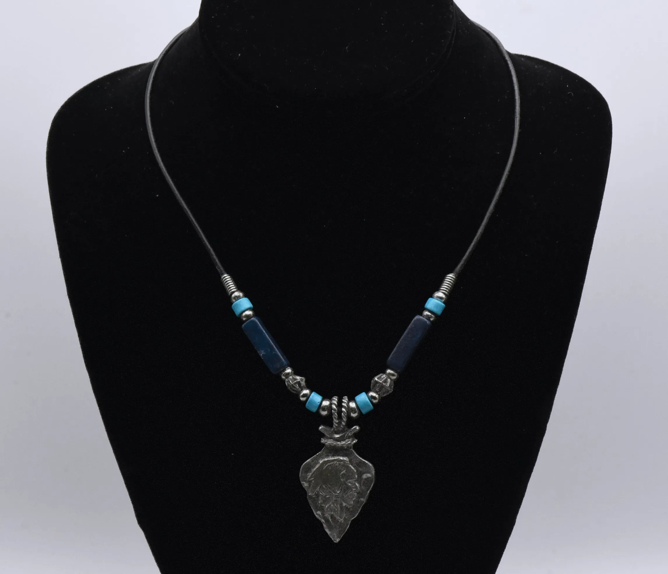 Arrowhead Pendant Beaded Cord Necklace