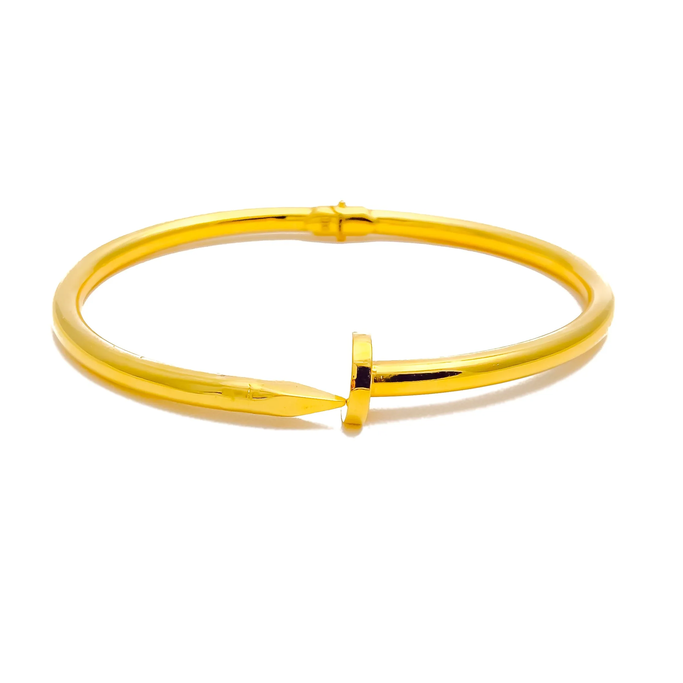 Attractive 21K Gold Thick Nail Bangle Bracelet