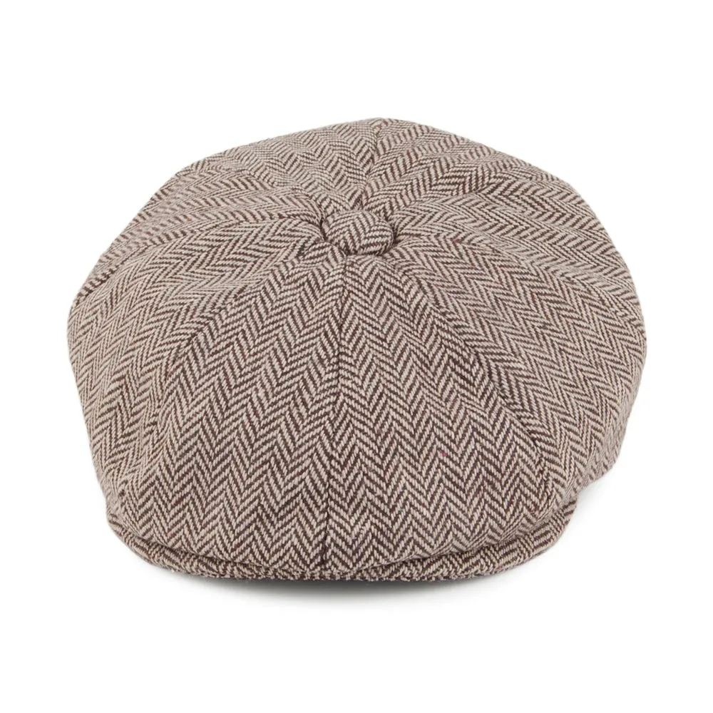 Baby Herringbone Newsboy Cap - Brown