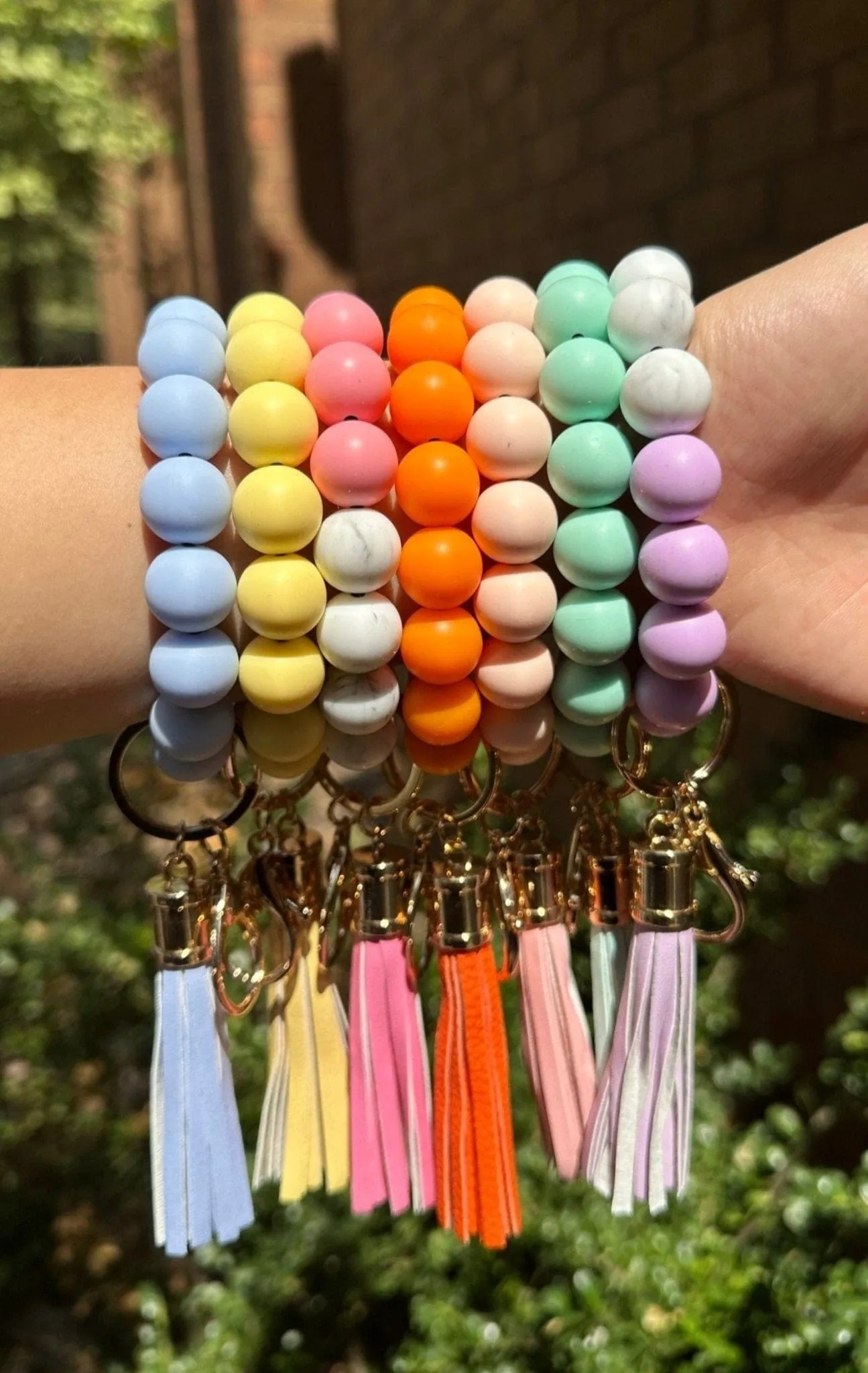 BB139X125 Silicone Beaded Keyring/Keychain Bracelet