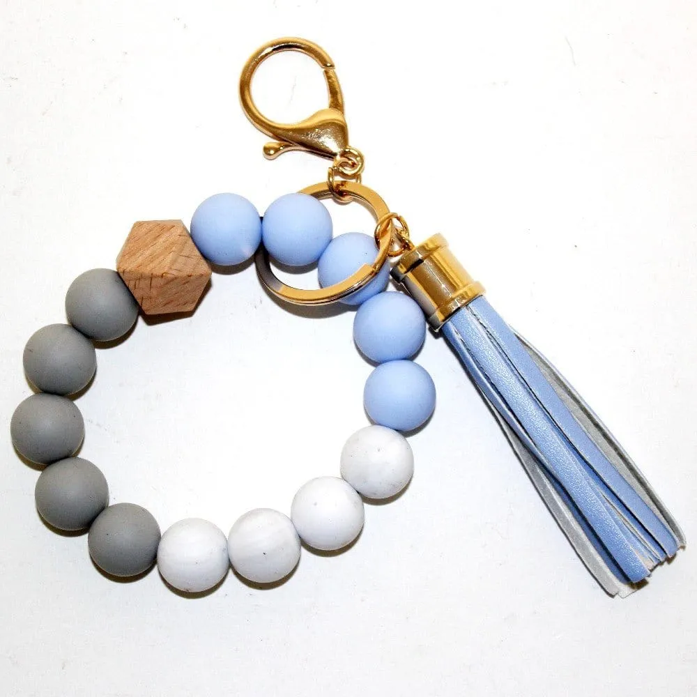 BB139X125 Silicone Beaded Keyring/Keychain Bracelet