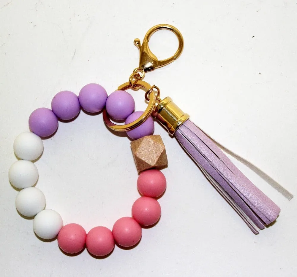 BB139X125 Silicone Beaded Keyring/Keychain Bracelet