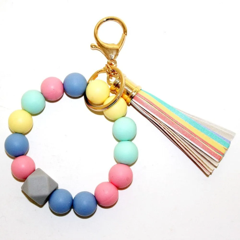 BB139X125 Silicone Beaded Keyring/Keychain Bracelet